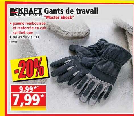 gants de travail "master shock" kraft werkzeuge