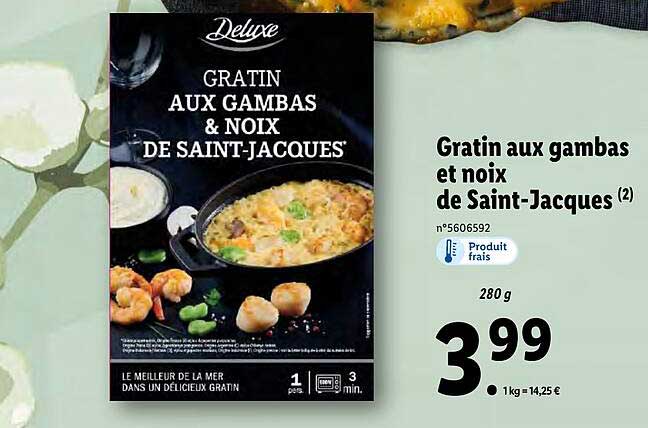 gratin aux gambas et noix de saint-jacques deluxe