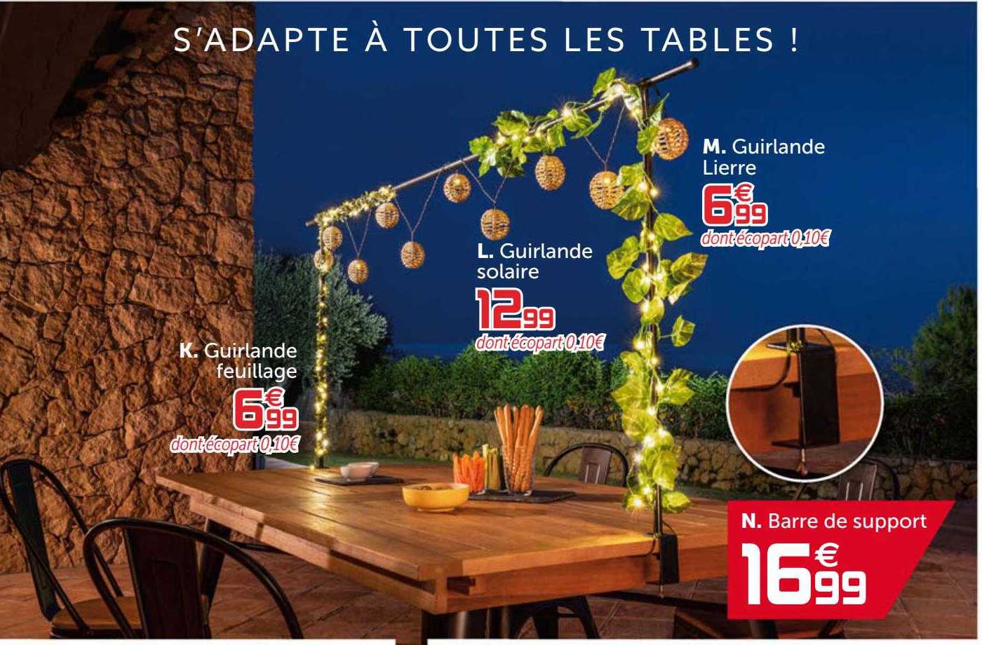 guirlande feuillage, guirlande solaire, guirlande lierre, barre de support