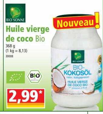 huile vierge de coco bio bio sonne