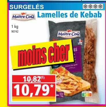 lamelles de kebab maître coq