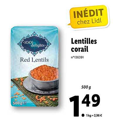 lentilles corail 100 delights