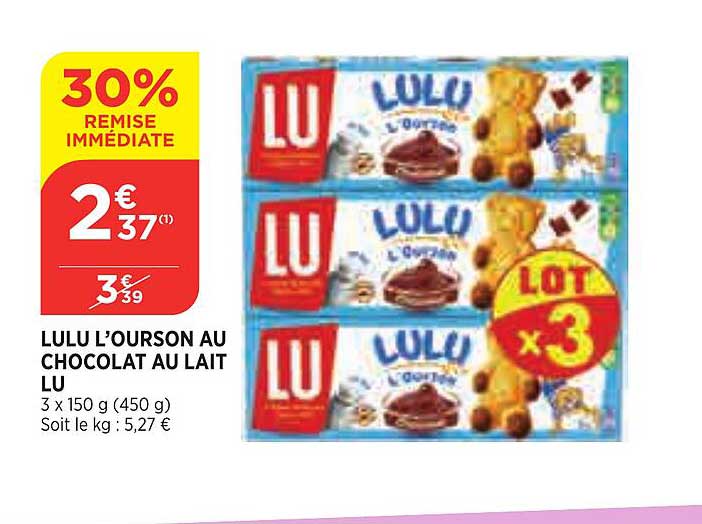 Lulu L'ourson Au Chocolat Au Lait Lu