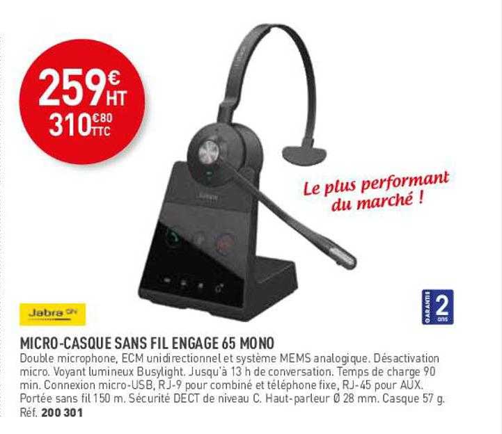 micro-casque sans fil engage 65 mono jabra