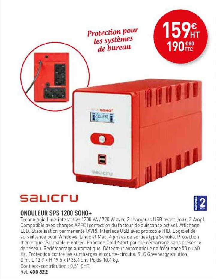 Onduleur Sps 1200 Soho+ Salicru