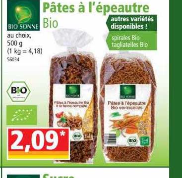 pâtes à l'épeautre bio bio sonne