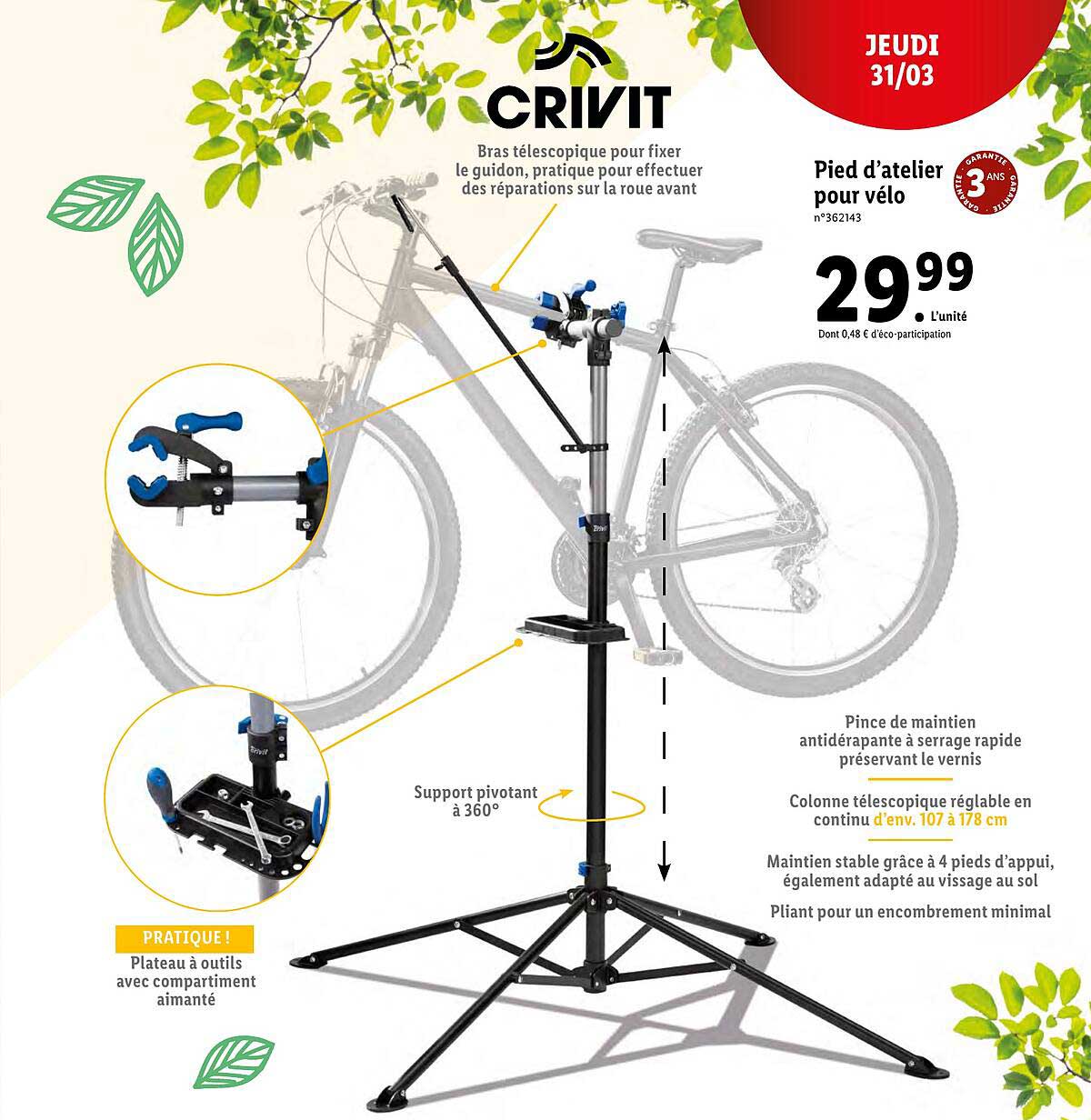 Pied D'atelier Pour Vélo Crivit