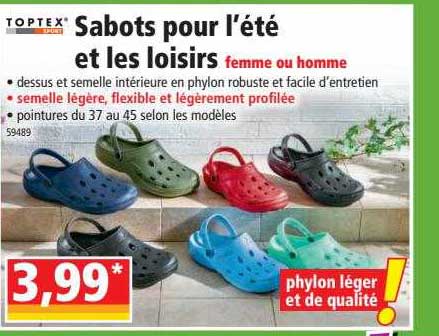 sabots pour l'été et les loisirs femme ou homme toptex