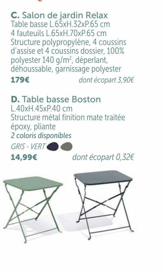 Salon De Jardin Relax, Table Basse Boston