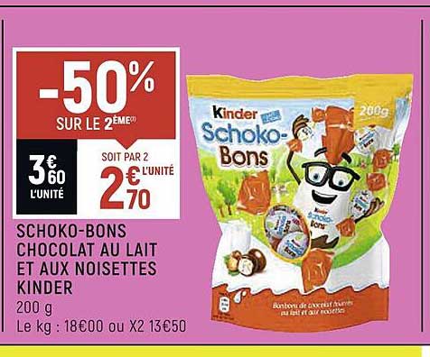 Schoko-bons Chocolat Au Lait Et Aux Noisettes Kinder
