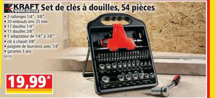set de clés à douilles, 54 pièces kraft werkzeuge