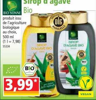 sirop d'agave bio bio sonne