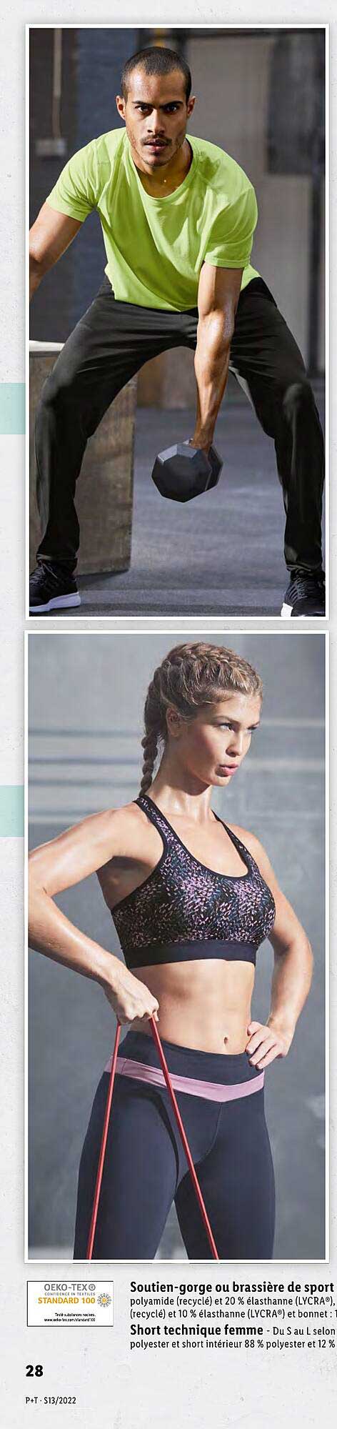 soutien-gorge ou brassière de sport, short technique femme