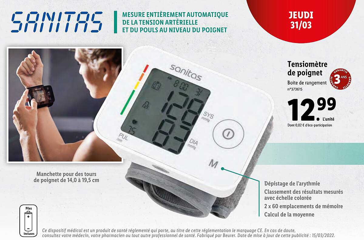 tensiomètre de poignet sanitas