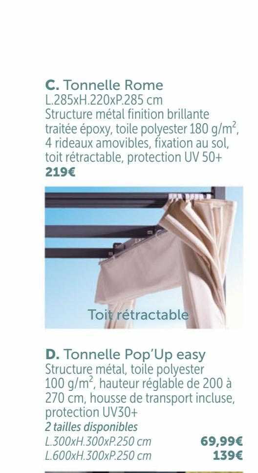 tonnelle rome, tonnelle pop'up easy
