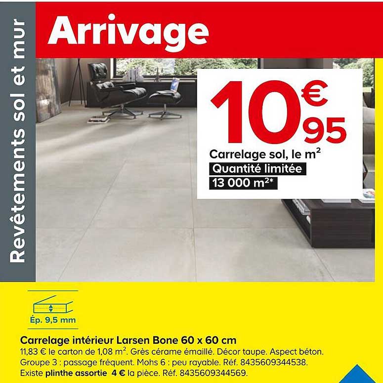 carrelage intérieur larsen bone 60 x 60 cm