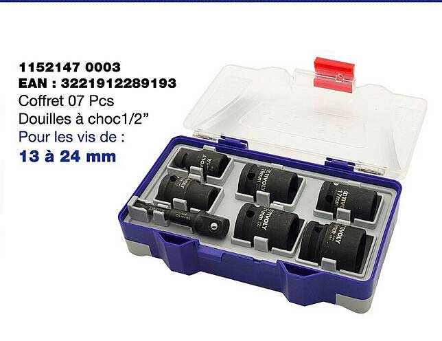 coffret 07 pcs douillles à choc 1-2"