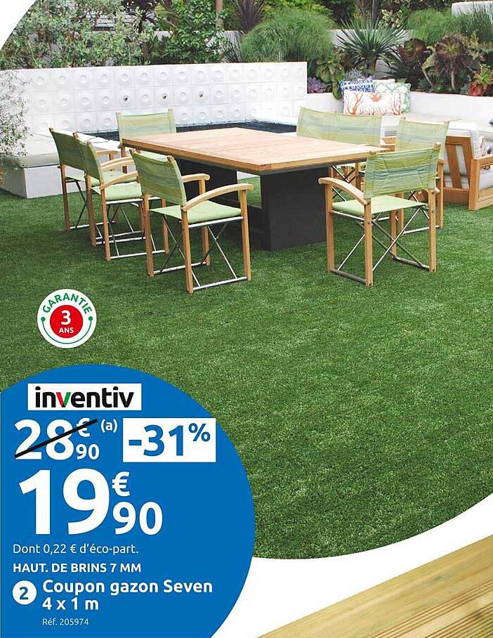 coupon gazon seven 4 x 1 m inventiv