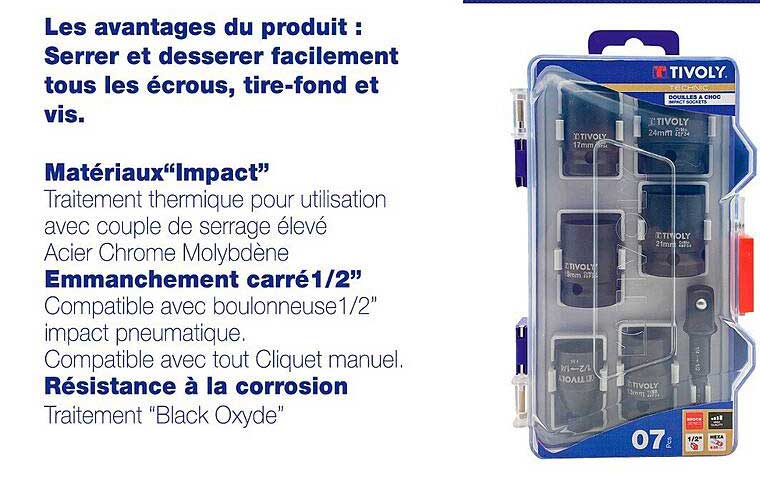 matériaux "impact", emmanchement carré 1-2", résistance à la corrosion