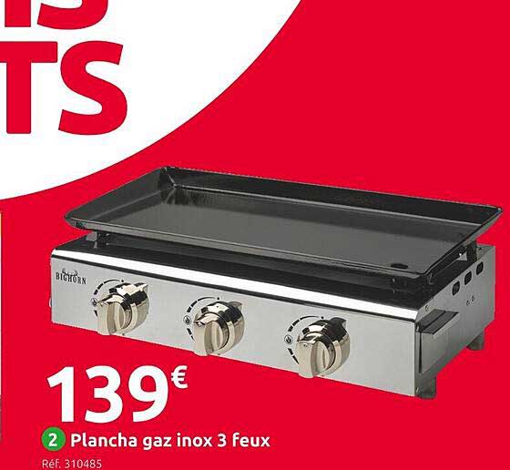 Plancha Gaz Inox 3 Feux
