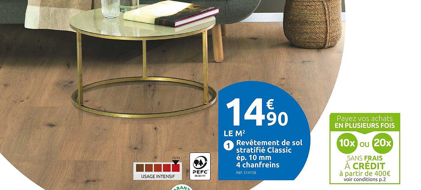 revêtement de sol stratifié classic ép. 10 mm 4 chanfreins