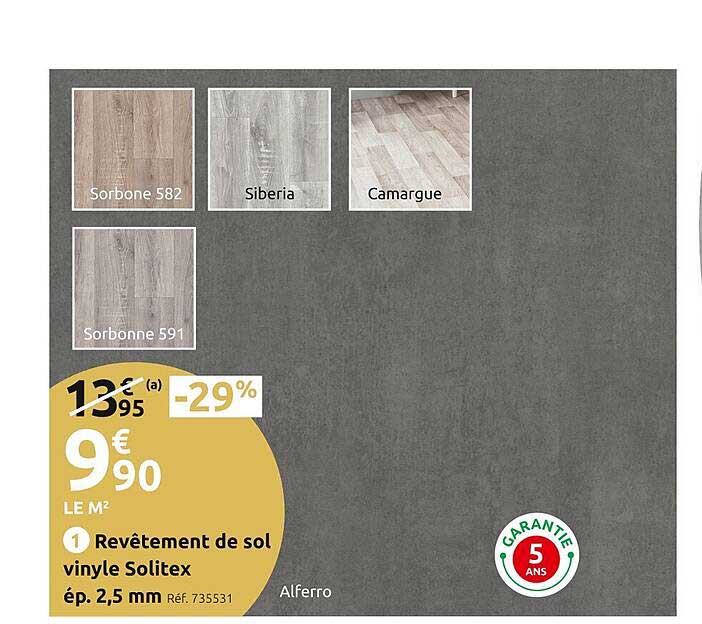 revêtement de sol vinyle solitex ép. 2,5 mm