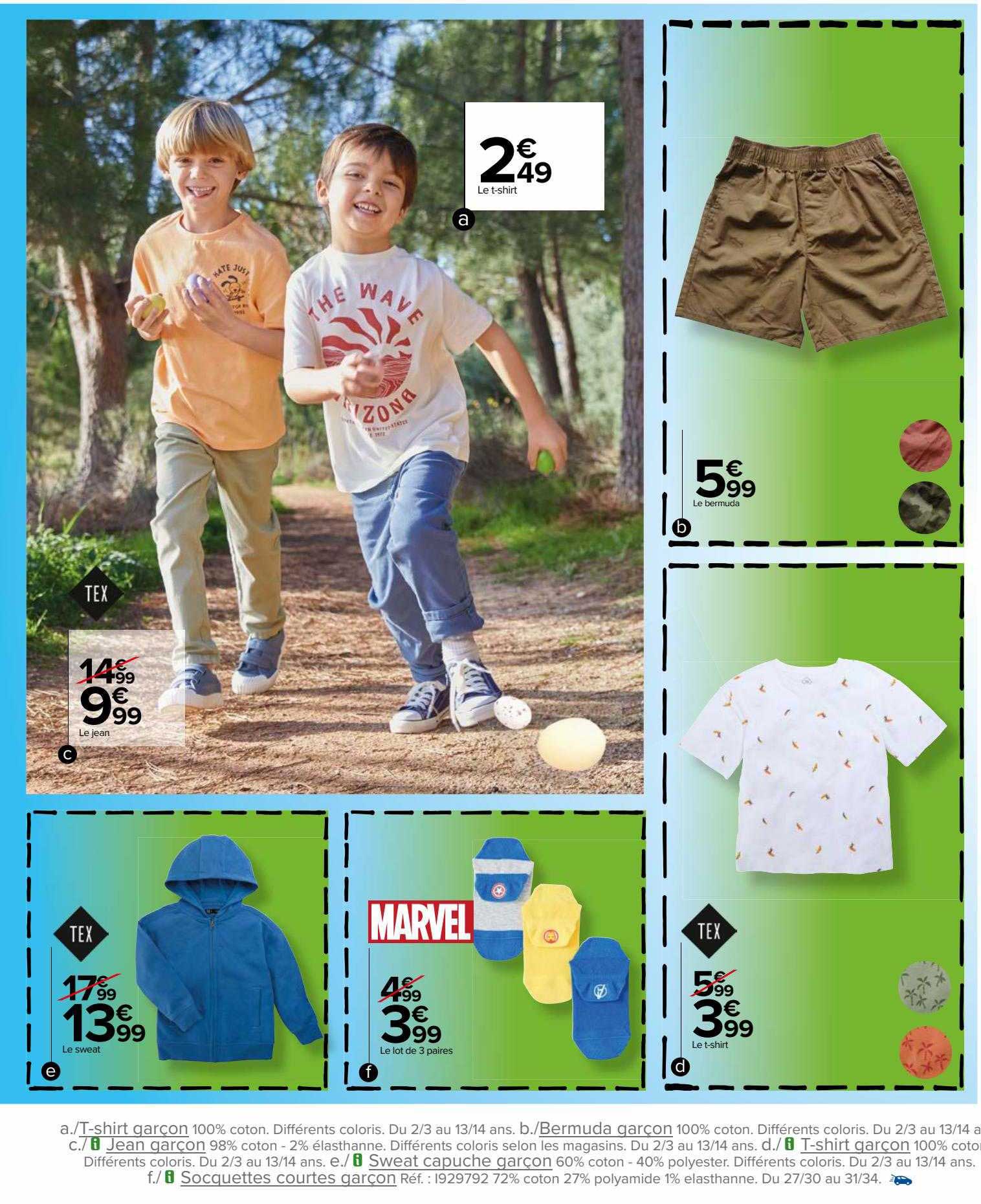 t-shirt garçon, jean garçon, sweat capuche garçon, socquettes courtes garçon