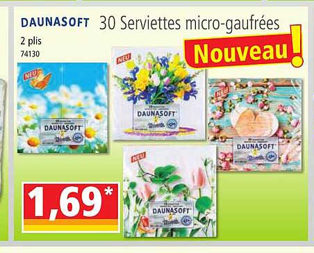 30 serviettes micro-gaufrées daunasoft