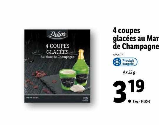 4 coupes glacées au mar de champagne deluxe