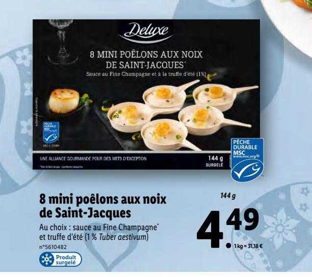8 mini poêlons aux noix de saint-jacques deluxe
