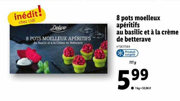 8 pots moelleux apéritifs au basilic et à la crème de betterave deluxe