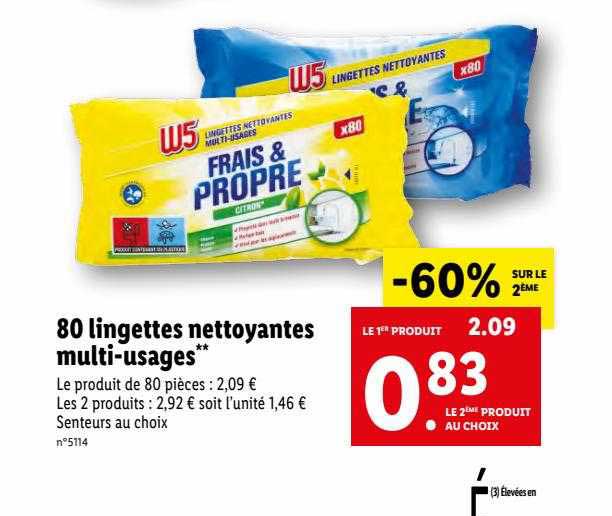 80 lingettes nettoyantes multi-usages w5