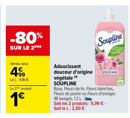adoucissant douceur d'origine végétale soupline