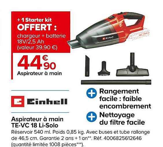aspirateur à main te-vc 18 li-solo einhell