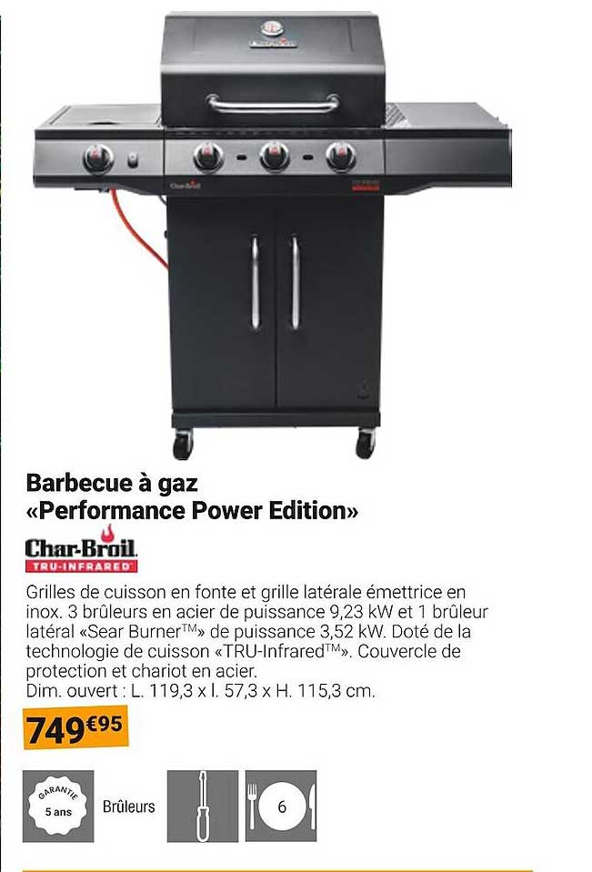 barbecue à gaz «performance power édition» char-broil