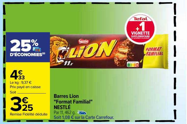 barres lion "format familial" nestlé