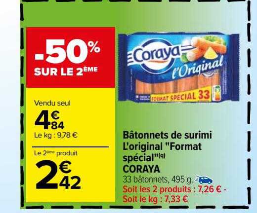 bâtonnets de surimi l'original "format spécial" coraya