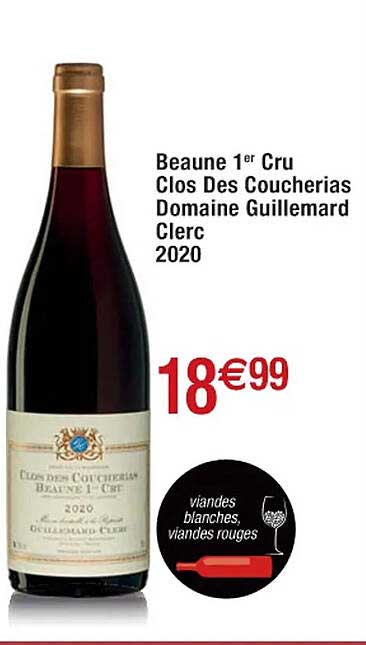 beaune 1er cru clos des coucherias domaine guillemard clerc 2020