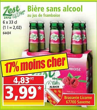 bière sans alcool au jus de framboise zest zéro 0,0%