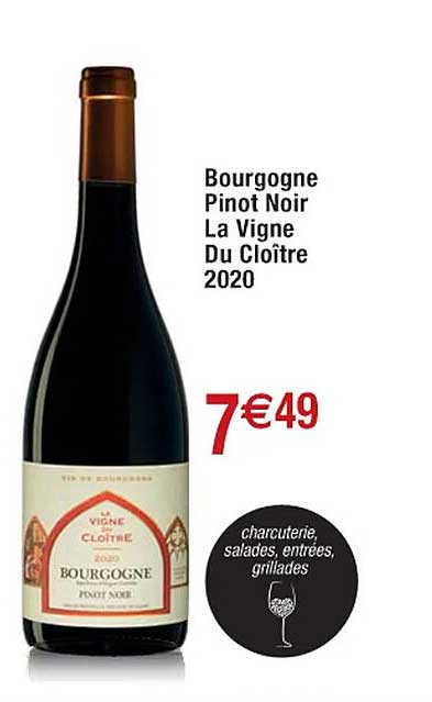 bourgogne pinot noir la vigne du cloître 2020