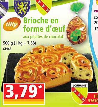 brioche en forme d'œuf aux pépites de chocolat tilly