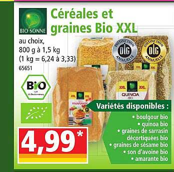 céréales et graines bio xxl bio sonne
