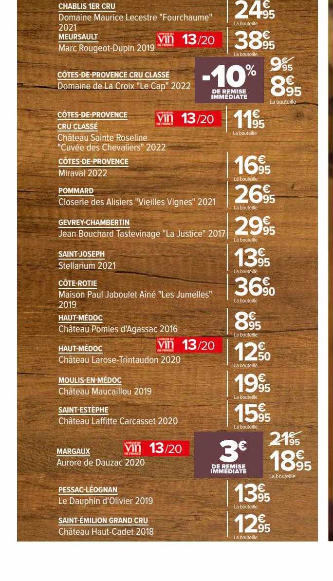 chablis 1er cru domaine maurice lecestre "fourchaume", meursault marc rougeot-dupin, côtes-du-provence cru classe domaine de la croix "le cap" 2022, côtes-de-provence cru classé château sarte roseline