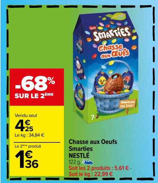 chasse aux oeufs smarties nestlé -68% sur le 2ème