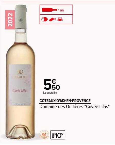 côteaux-d'aix-en-provence domaine des oullières "cuvée lilas"