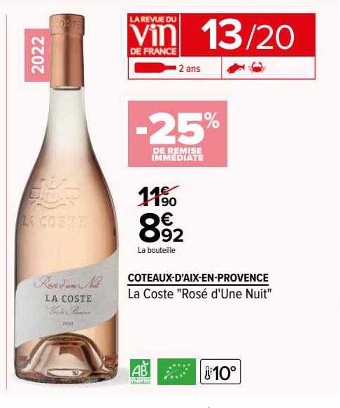 côteaux-d'aix-en-provence la coste "rosé d'une nuit"
