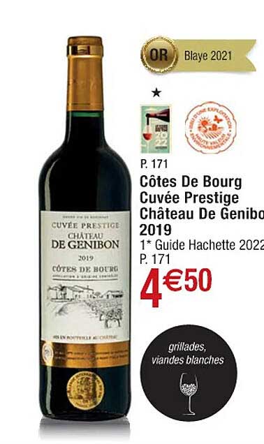 côtes de bourg cuvée prestige château de genibon 2019
