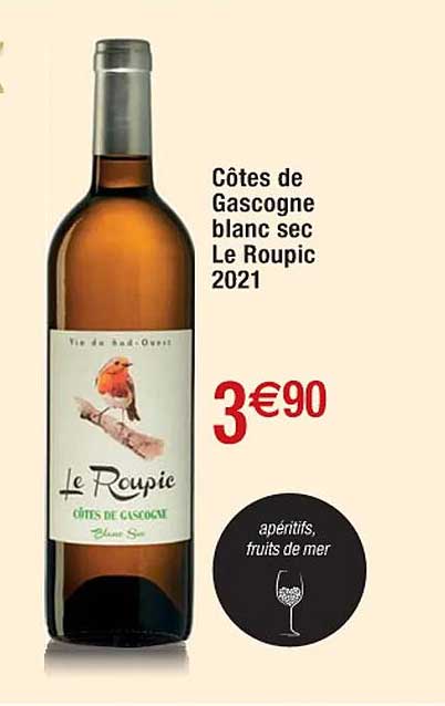 côtes de gascogne blanc sec le roupic 2021