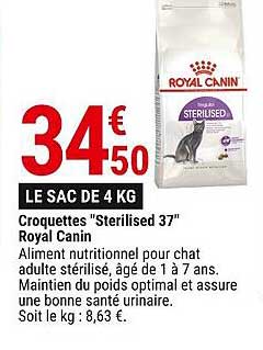 croquettes "stérilised 37" royal canin