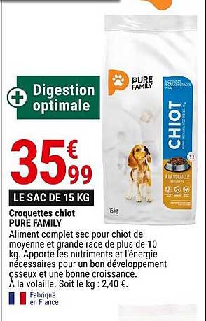 croquettes chiot pure family